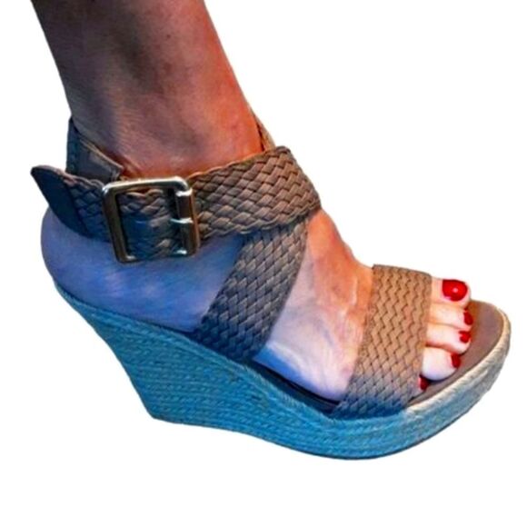 JustFab Sandals Woven Platform Wedge Sisal Braid Ankle Strap Women's Size 7.5 - Picture 4 of 13